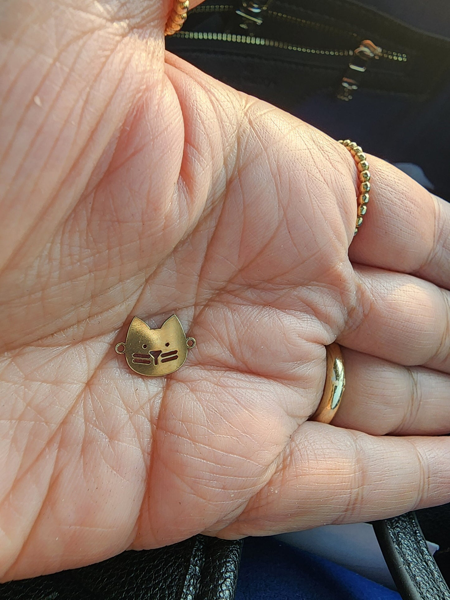 gold filled cat connector - sterling silver or solid gold- permanent jewelry word connectors- charm, pendant, pawprint 10 mm tall
