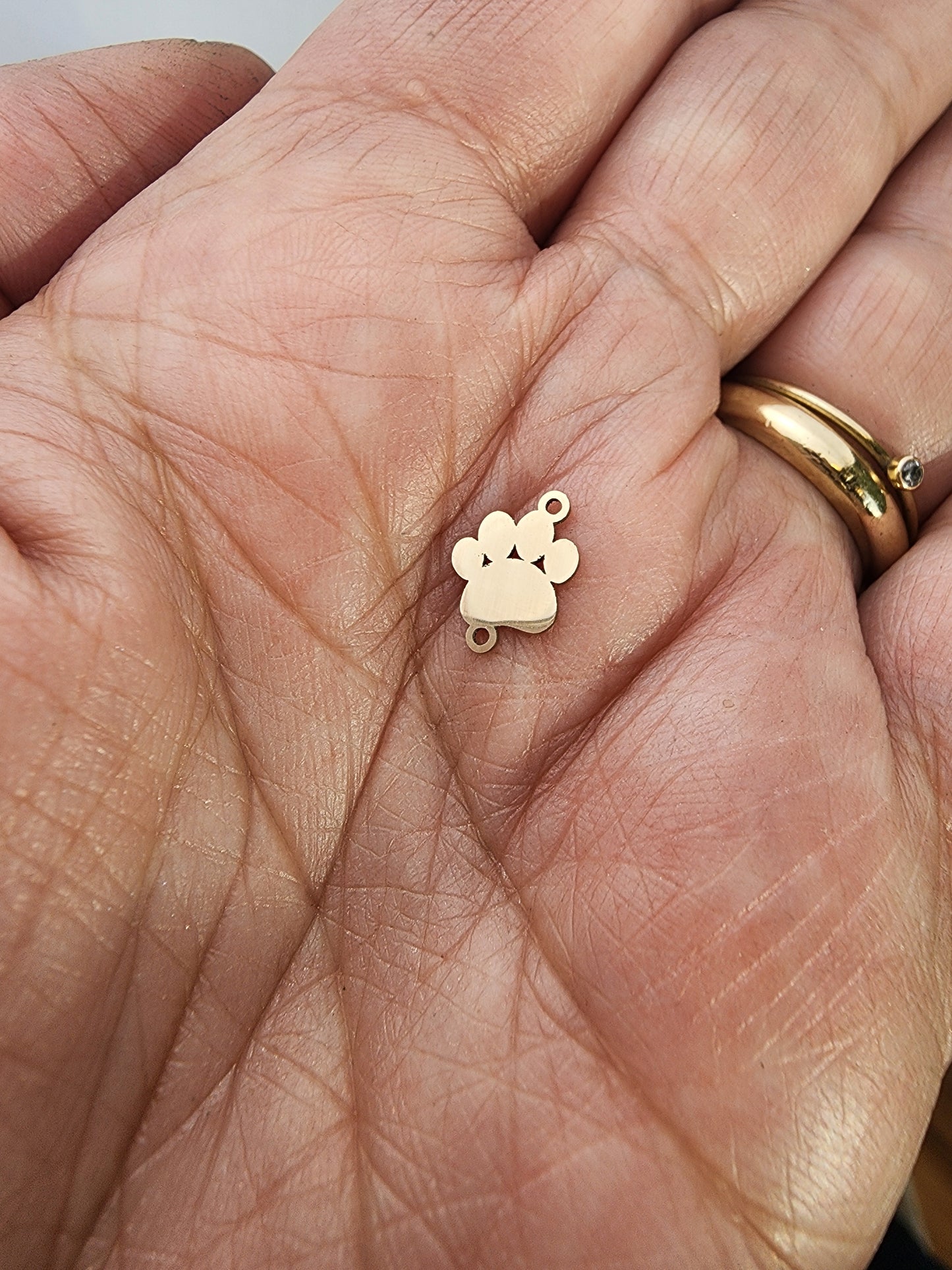 Gold  Filled Mini Solid Sideways Pawprint Connector - Sterling Silver or 14k Gold Supplies for Permanent Jewelry