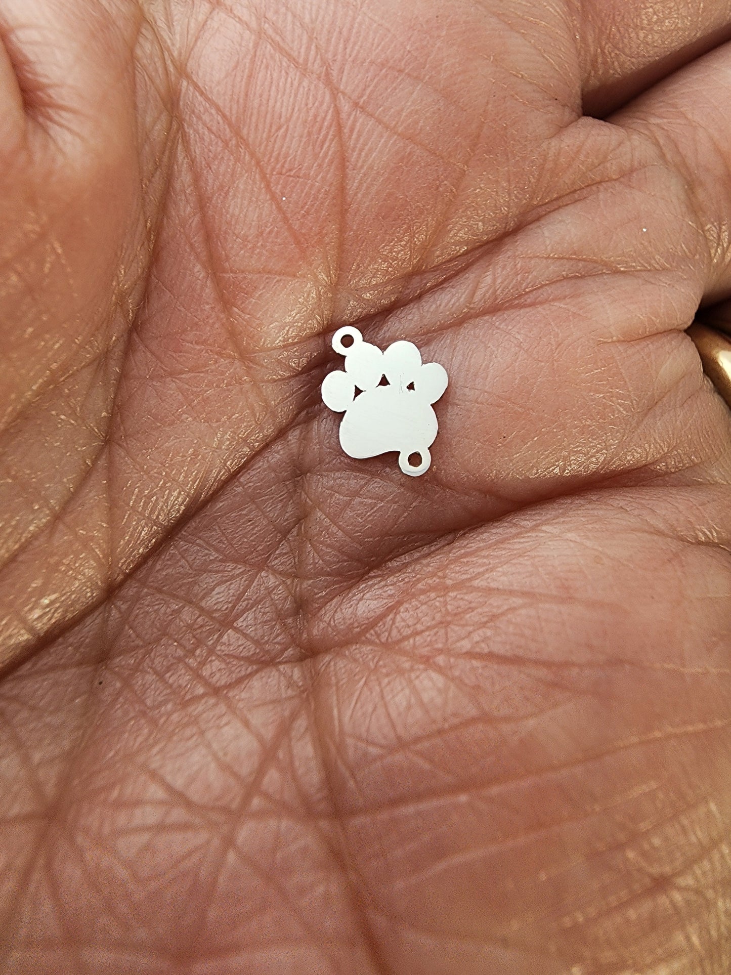 Gold  Filled Mini Solid Sideways Pawprint Connector - Sterling Silver or 14k Gold Supplies for Permanent Jewelry