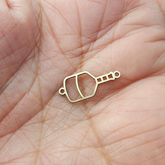 Pickleball Racquet connector for permanent jewelry, gold filled, sterling silver, 14k and 10k gold