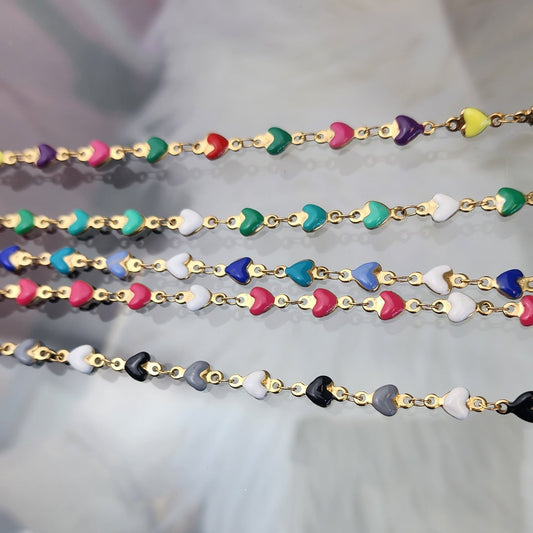 PREORDER: Enamel Heart Chain by the foot