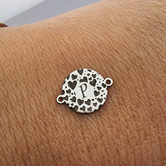 Heart Initial Connector - Sterling silver, Gold filled, Rose gold or solid gold, custom