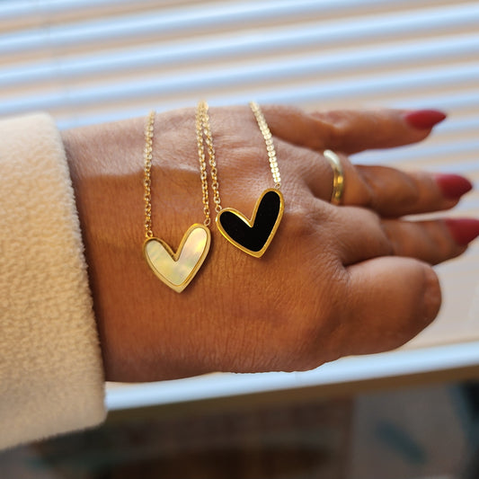 Pearl and Gold Heart Necklace