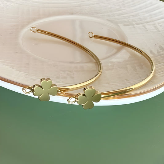 Clover Half Stainless Bangle/Cuff For Permanent Jewelry Bracelet