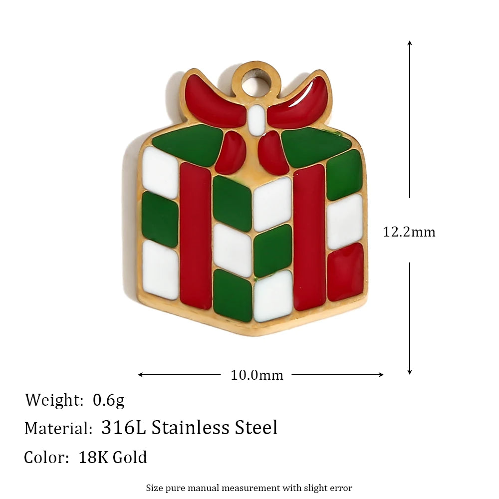 Christmas Charms Enamel PVD Ion Plated Stainless Tarnish and Water Resistant