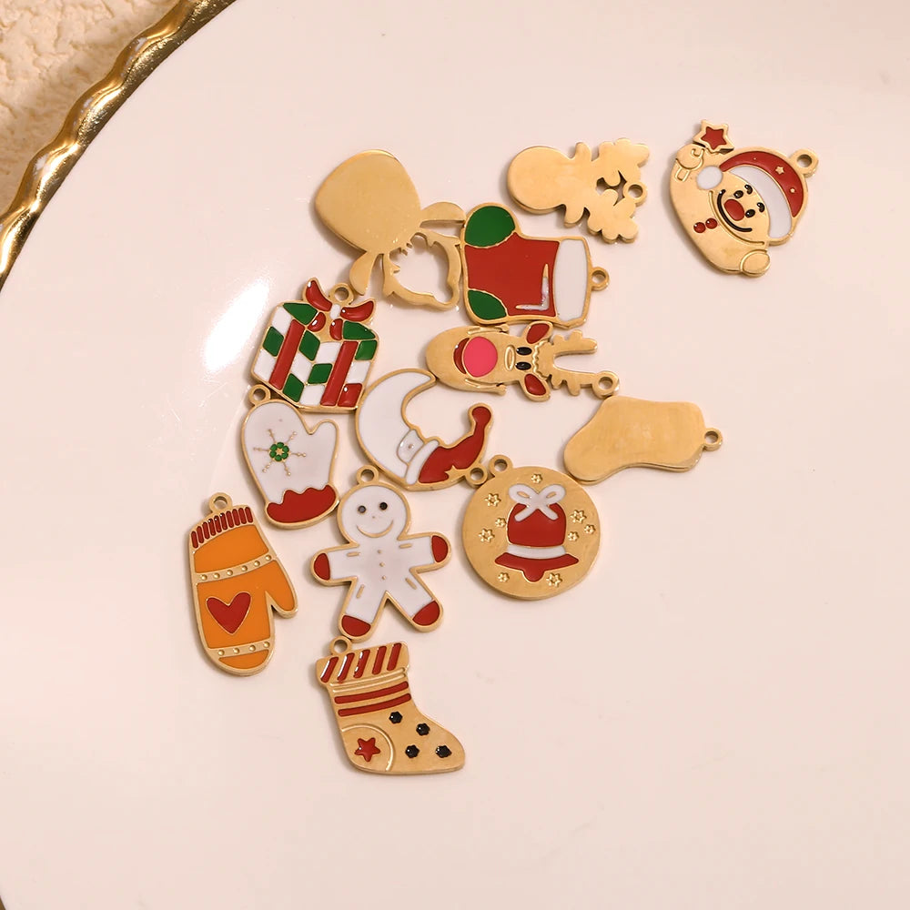 Christmas Charms Enamel PVD Ion Plated Stainless Tarnish and Water Resistant