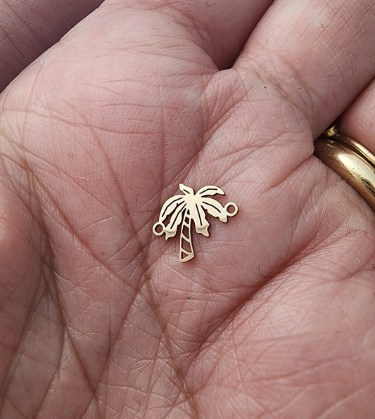 Palm tree  connector for permanent jewelry, gold filled, sterling silver, 14k and 10k gold