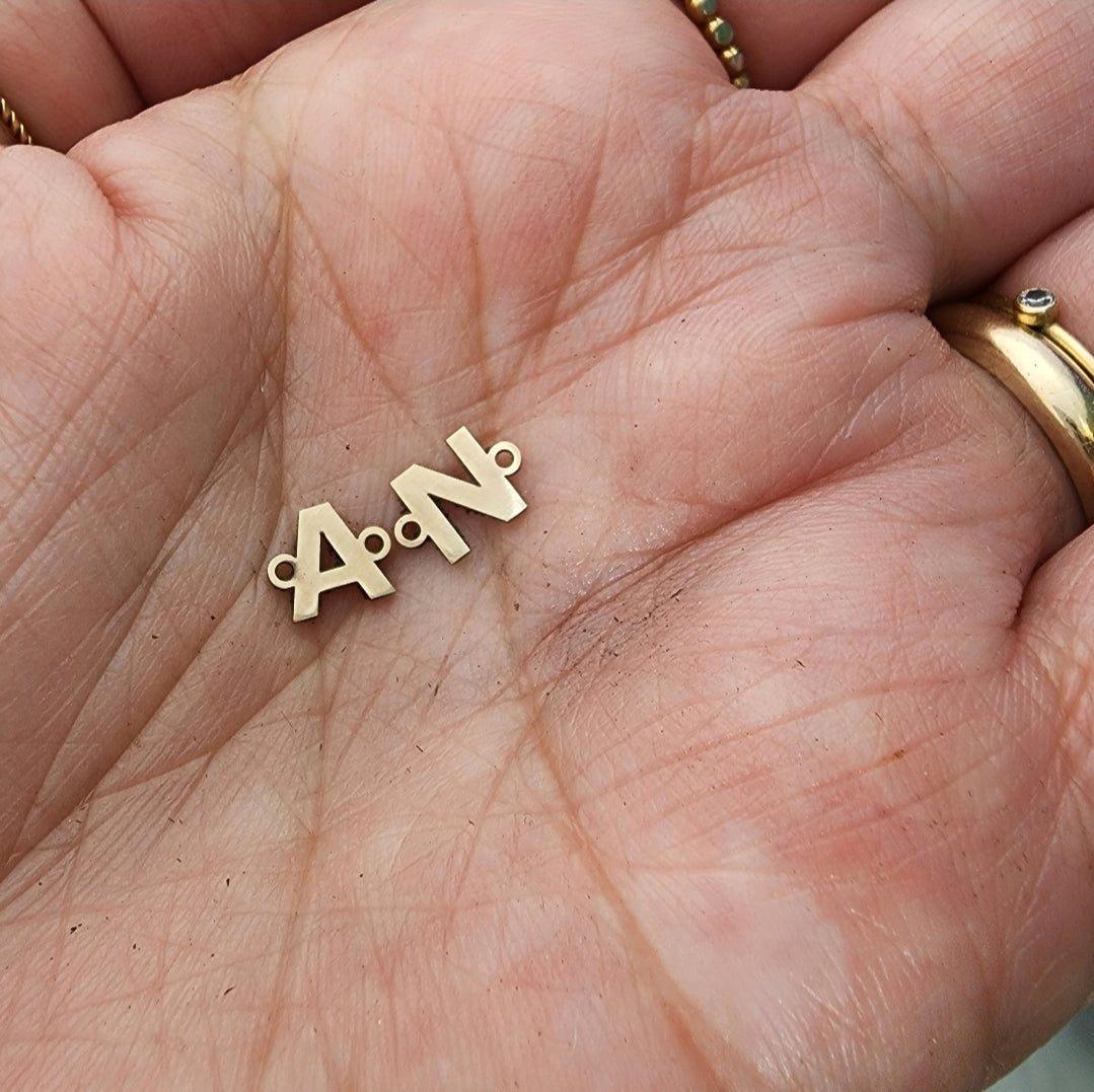 Letter Initial Connector in sterling silver, gold filled or solid gold, Custom
