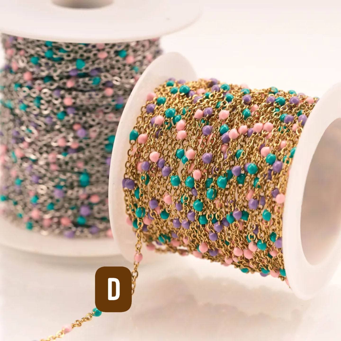 Mixed Colors Enamel Bead Cable Chain by the foot