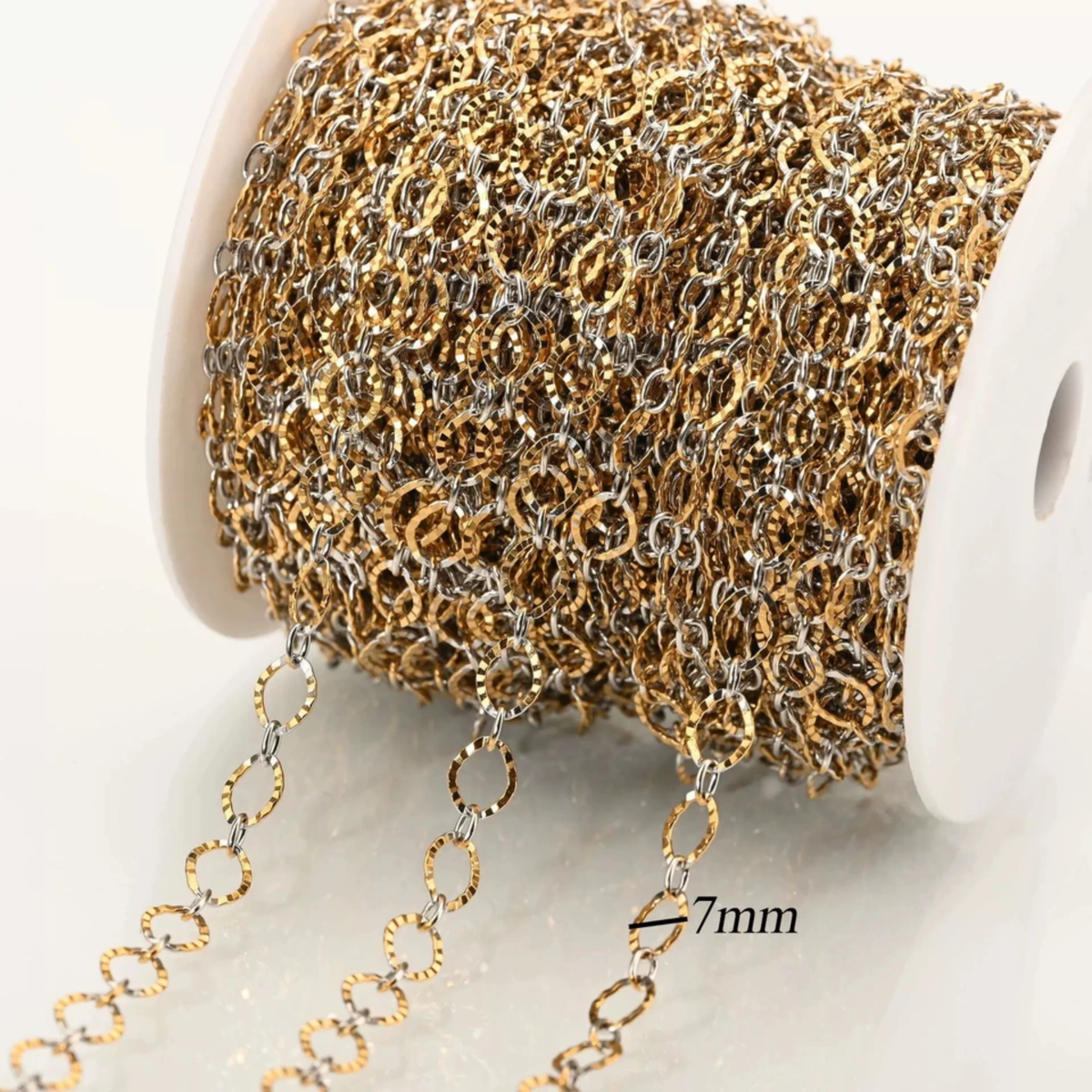 Textured Silver and Gold Bi-Color Chain Mixed Metals