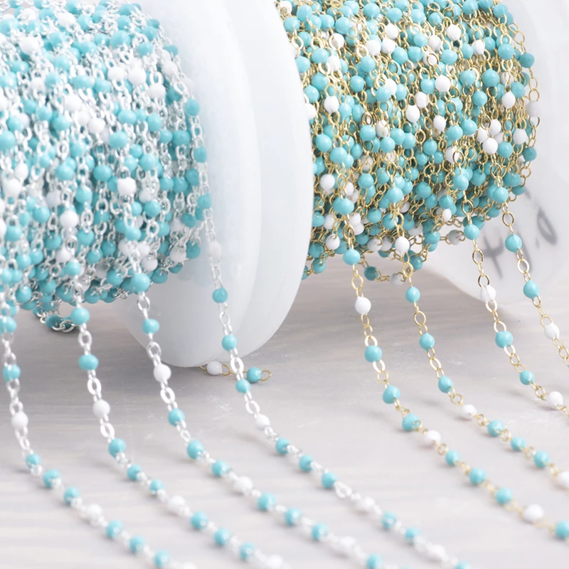 Aqua Cable Chain Sterling or Gold filled