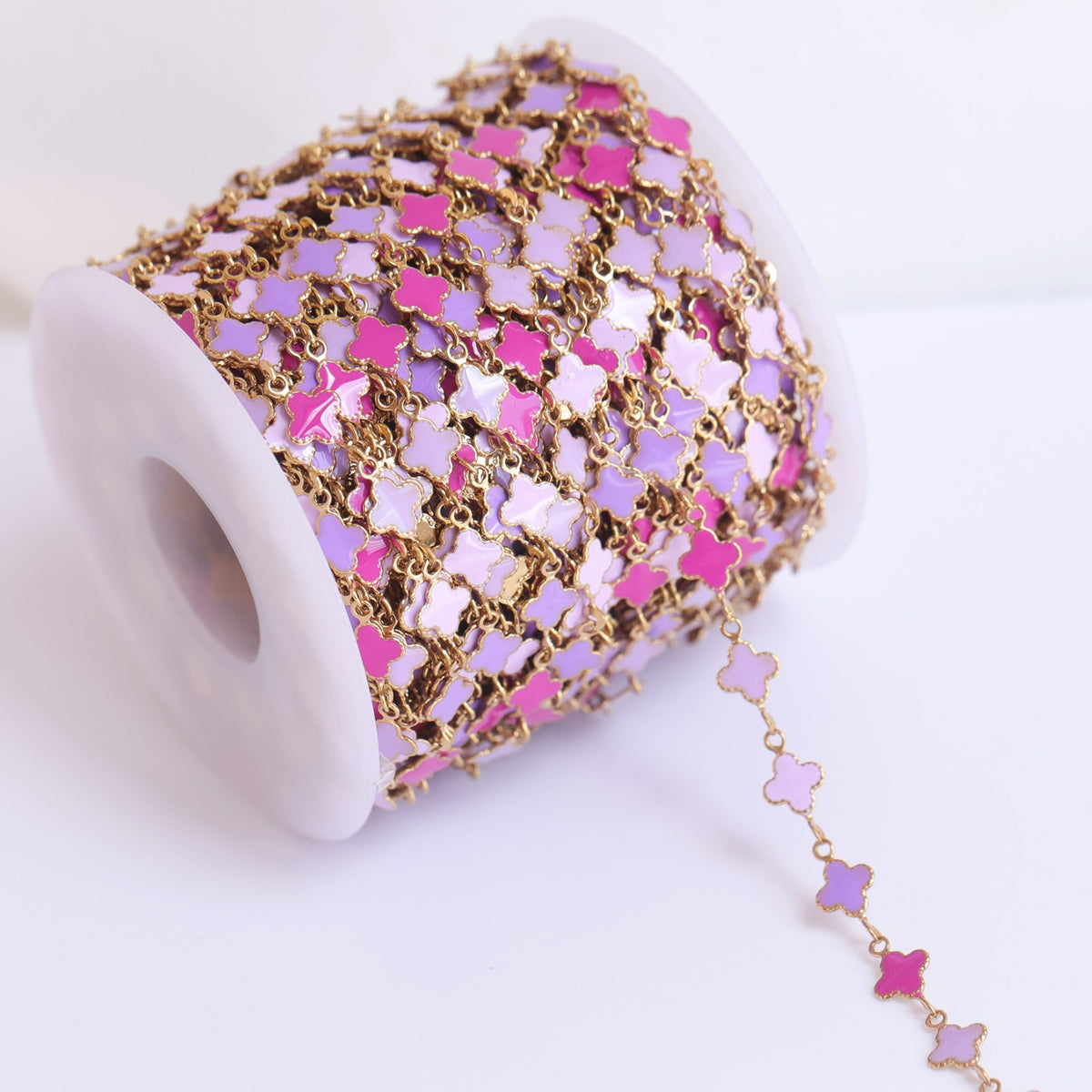 Mixed Color Clover Enamel Chain by the foot