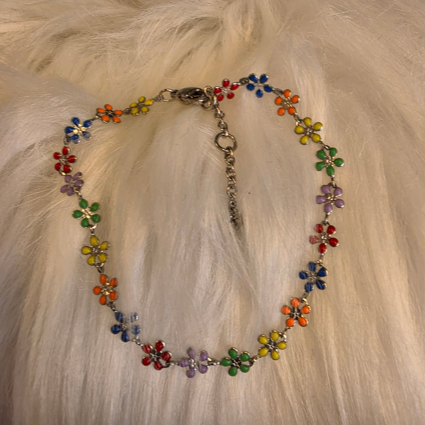 Enamel Flower Chain Bracelet