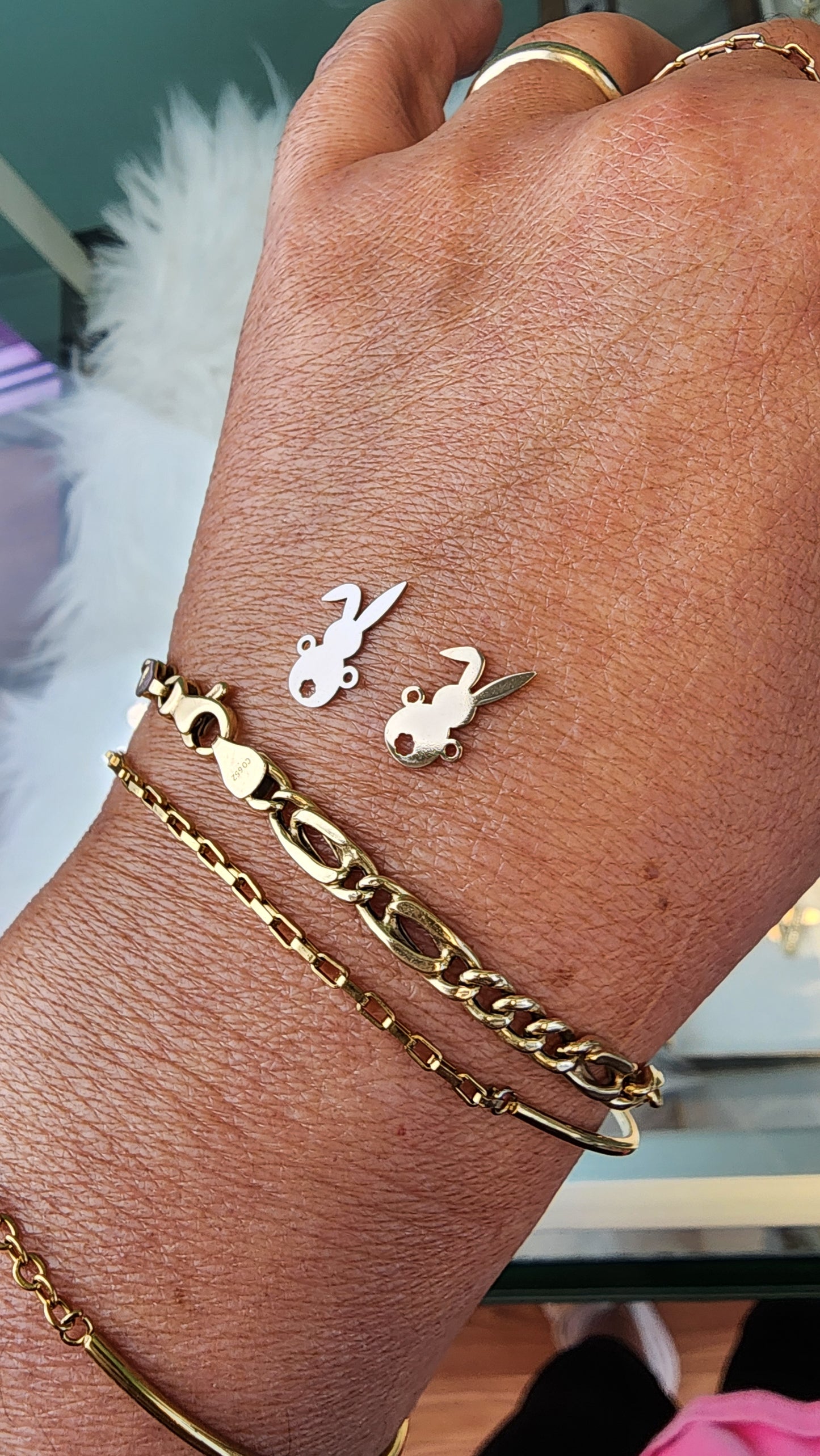 Bunny connector - gold filled, sterling silver or solid gold- permanent jewelry