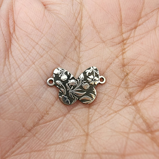 Butterfly Flower Pattern Connector - Sterling Silver or 14k Gold Supplies for Permanent Jewelry Word Charm