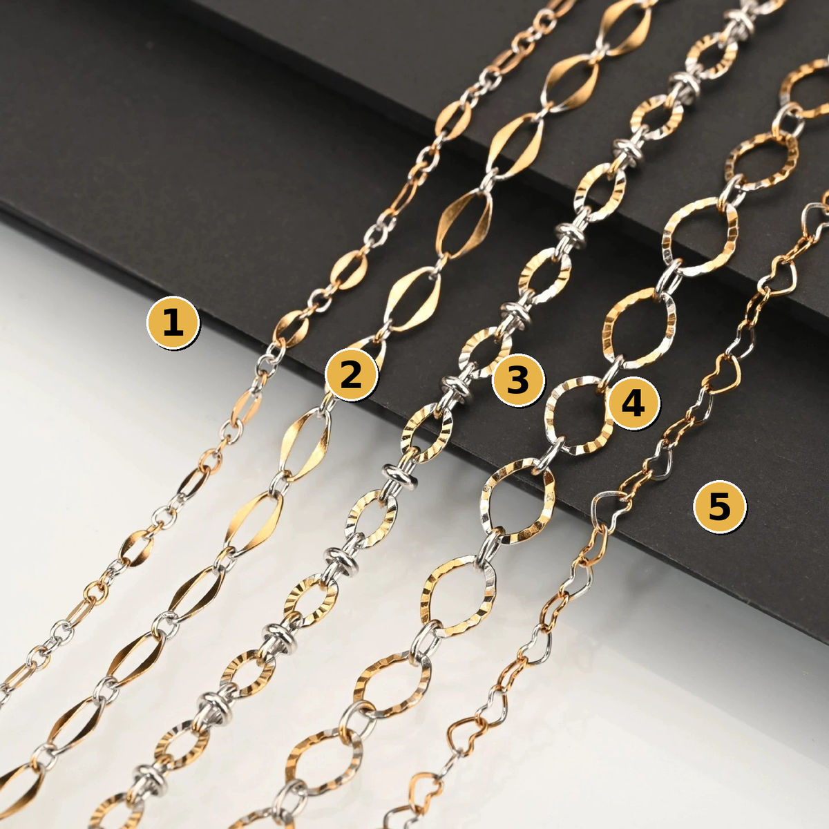 Textured Silver and Gold Bi-Color Chain Mixed Metals