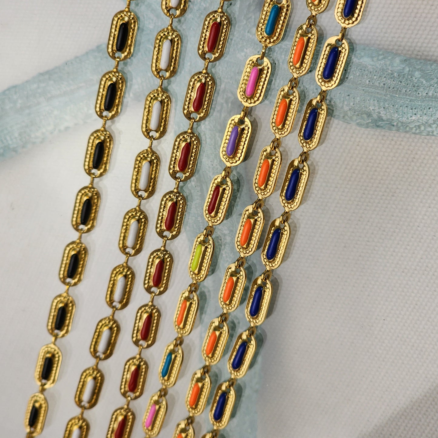 PREORDER, SHIPS IN 3 WEEKS- Enamel Luxor Chain by the foot