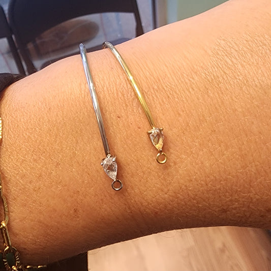 Tear Half Stainless Bangle/Cuff For Permanent Jewelry Bracelet