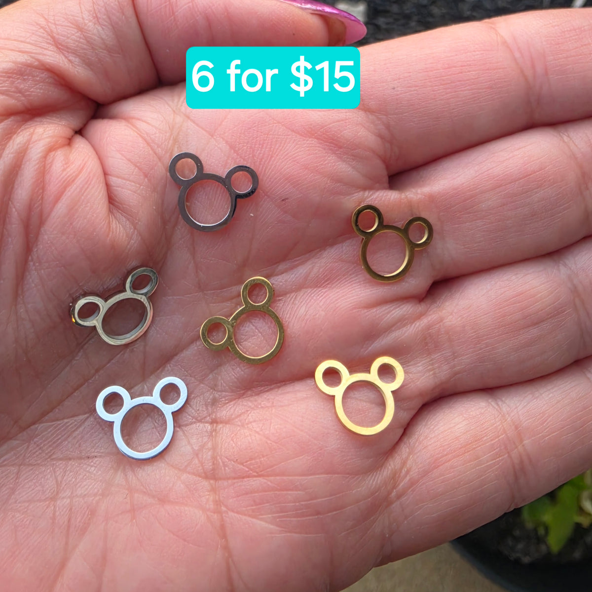 Tres Link Circle Connector, Charm or 3 way connector. Stainless steel.