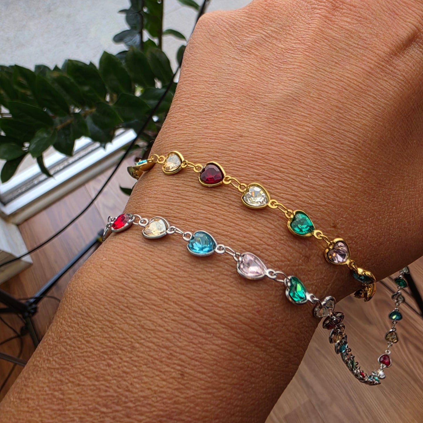 Heart Bezel Crystal Chain by the foot