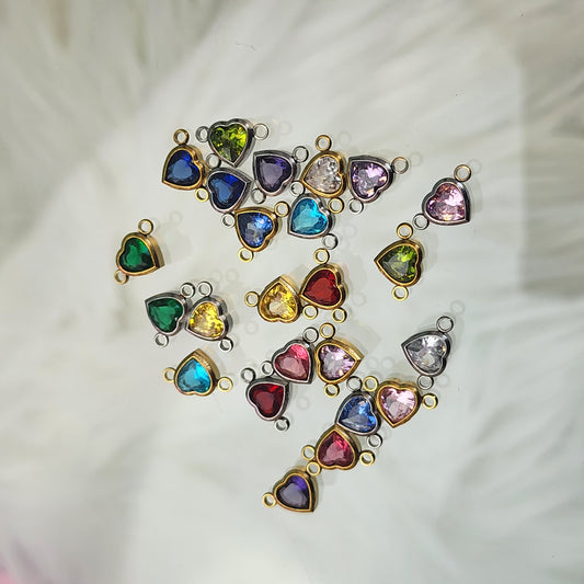 PREORDER: Heart Birthstone Connector