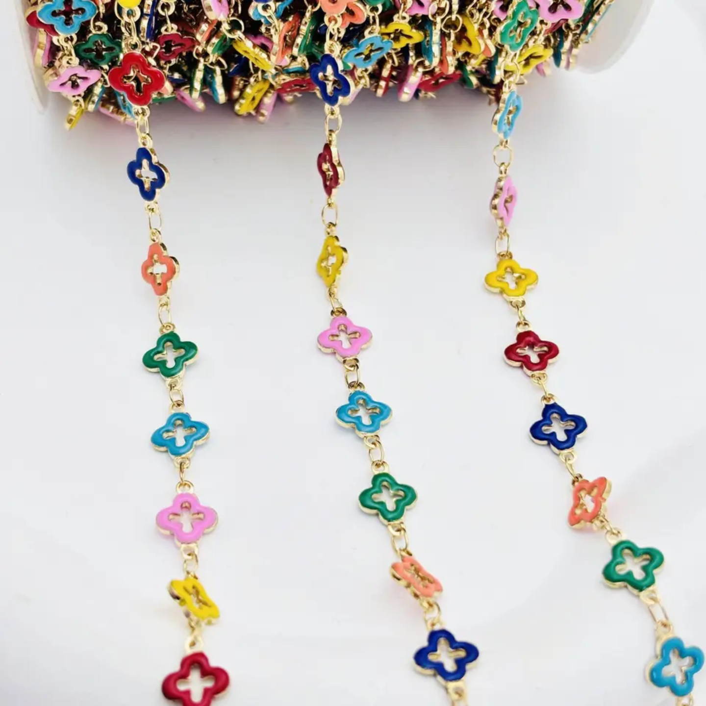 Multicolor Rainbow Clover Chain by the foot