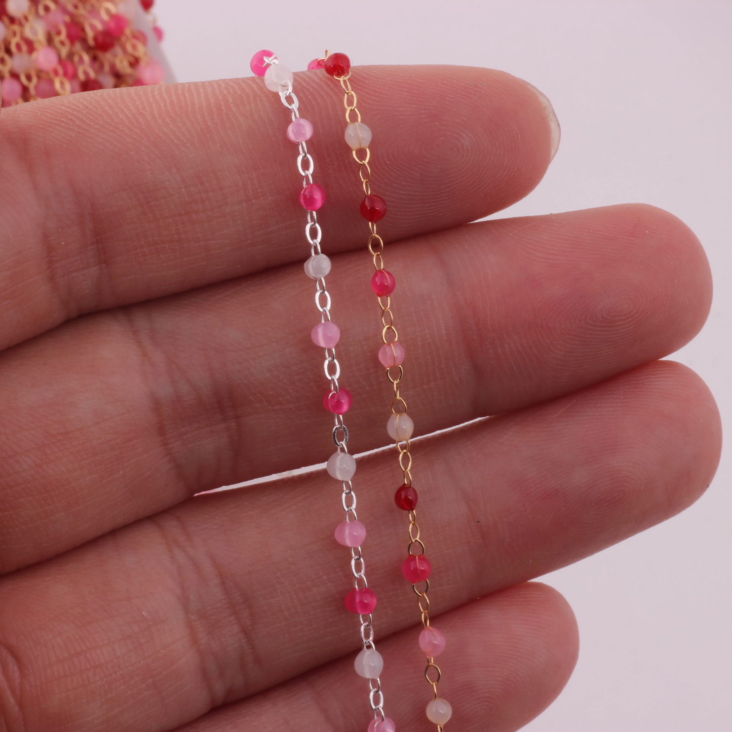 Pink Love Cable Chain Sterling or Gold filled