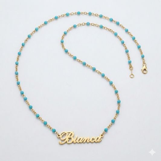 Custom Turquoise Chain Name Necklace