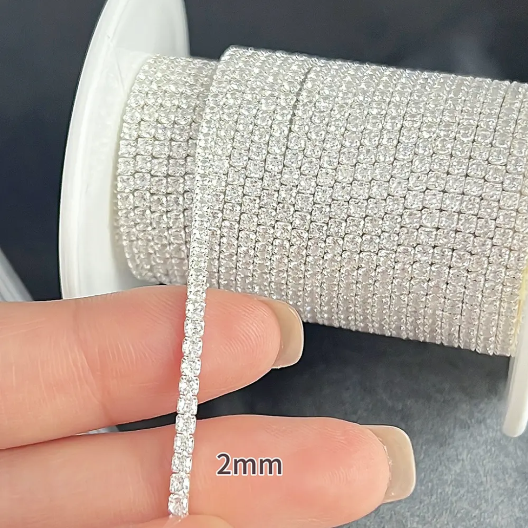 2 mm Tennis Chain Gold Filled or Sterling Silver by the foot