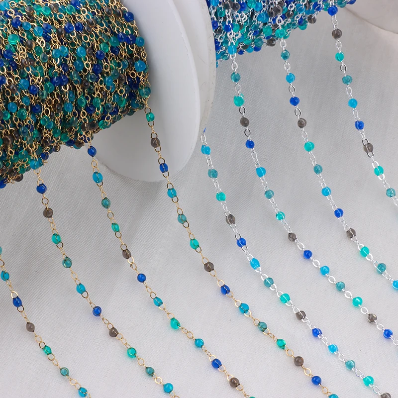 Blue, Green and Brown Cable Chain Sterling or Gold filled