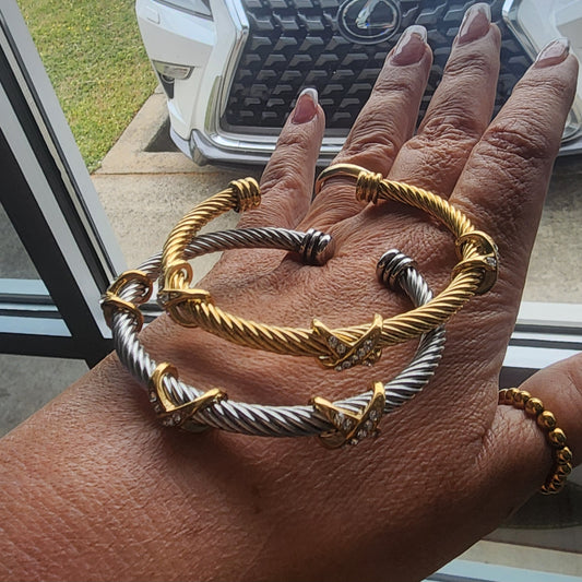 Luxe Cable Crystal Knot Cuff Bracelet
