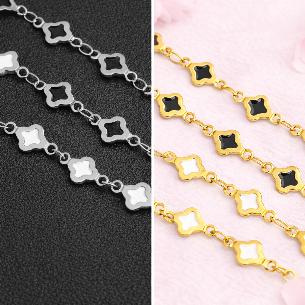 Silhouette Enamel Clover Chain by the foot
