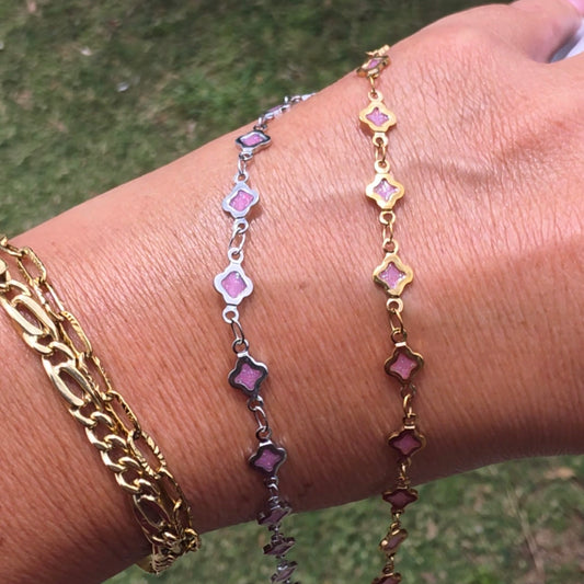 Opal Pink Clover Chain
