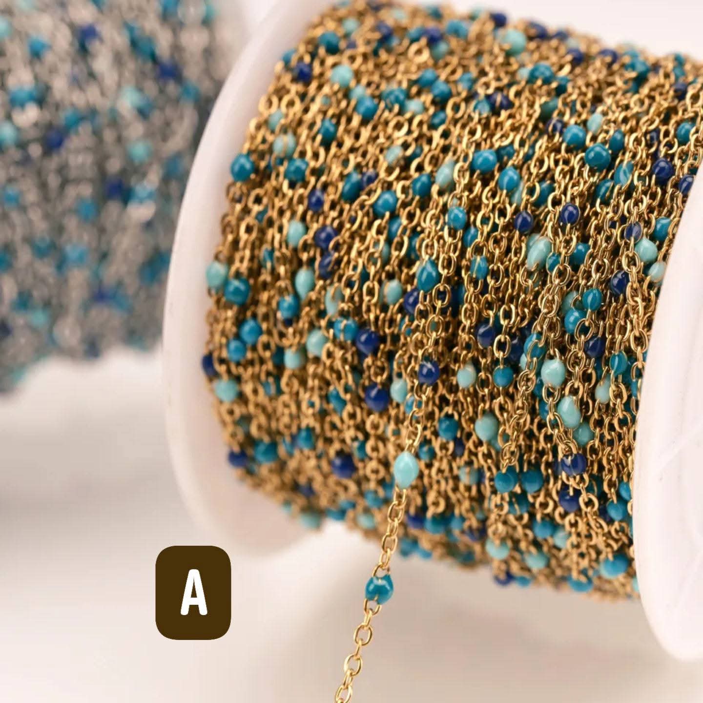 Mixed Colors Enamel Bead Cable Chain by the foot