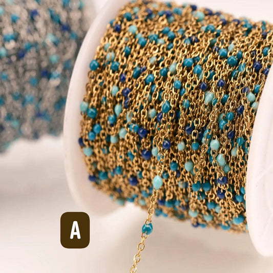 Mixed Colors Enamel Bead Cable Chain by the foot