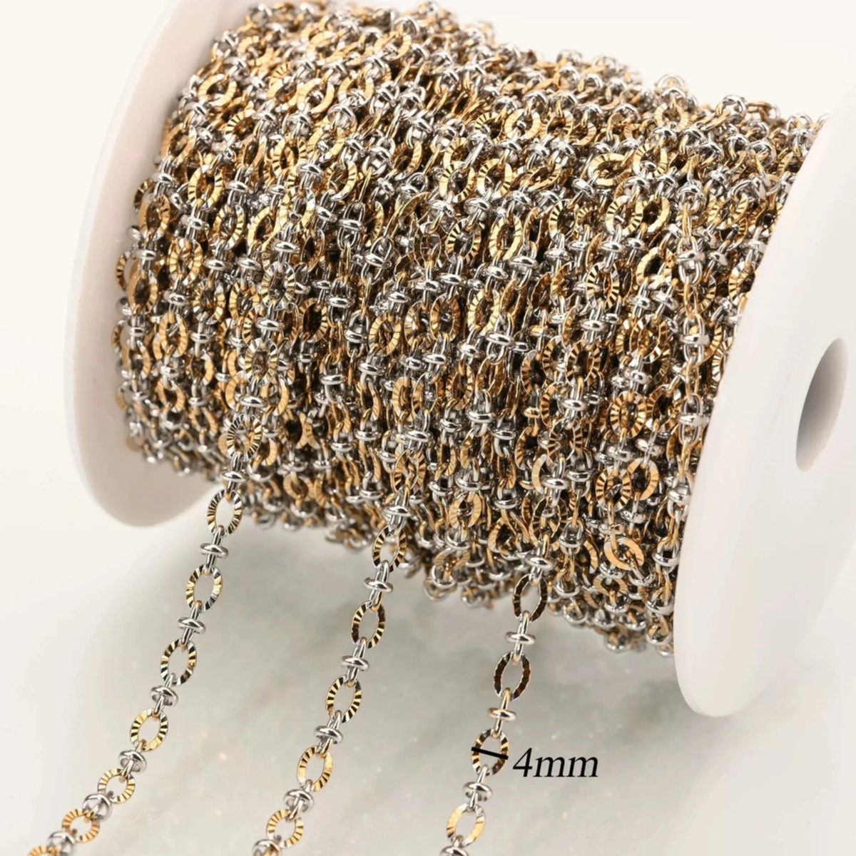 Textured Silver and Gold Bi-Color Chain Mixed Metals