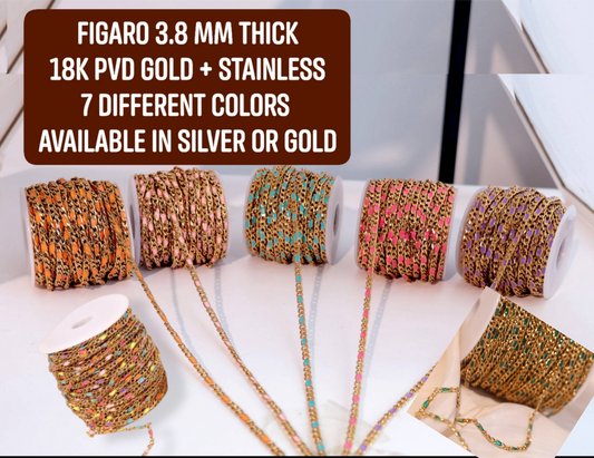 Figaro Enamel Chain by the foot