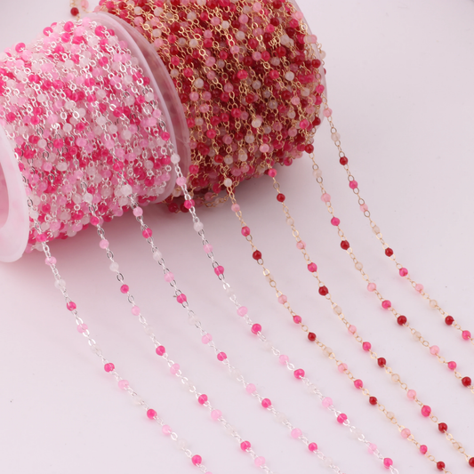 Pink Love Cable Chain Sterling or Gold filled