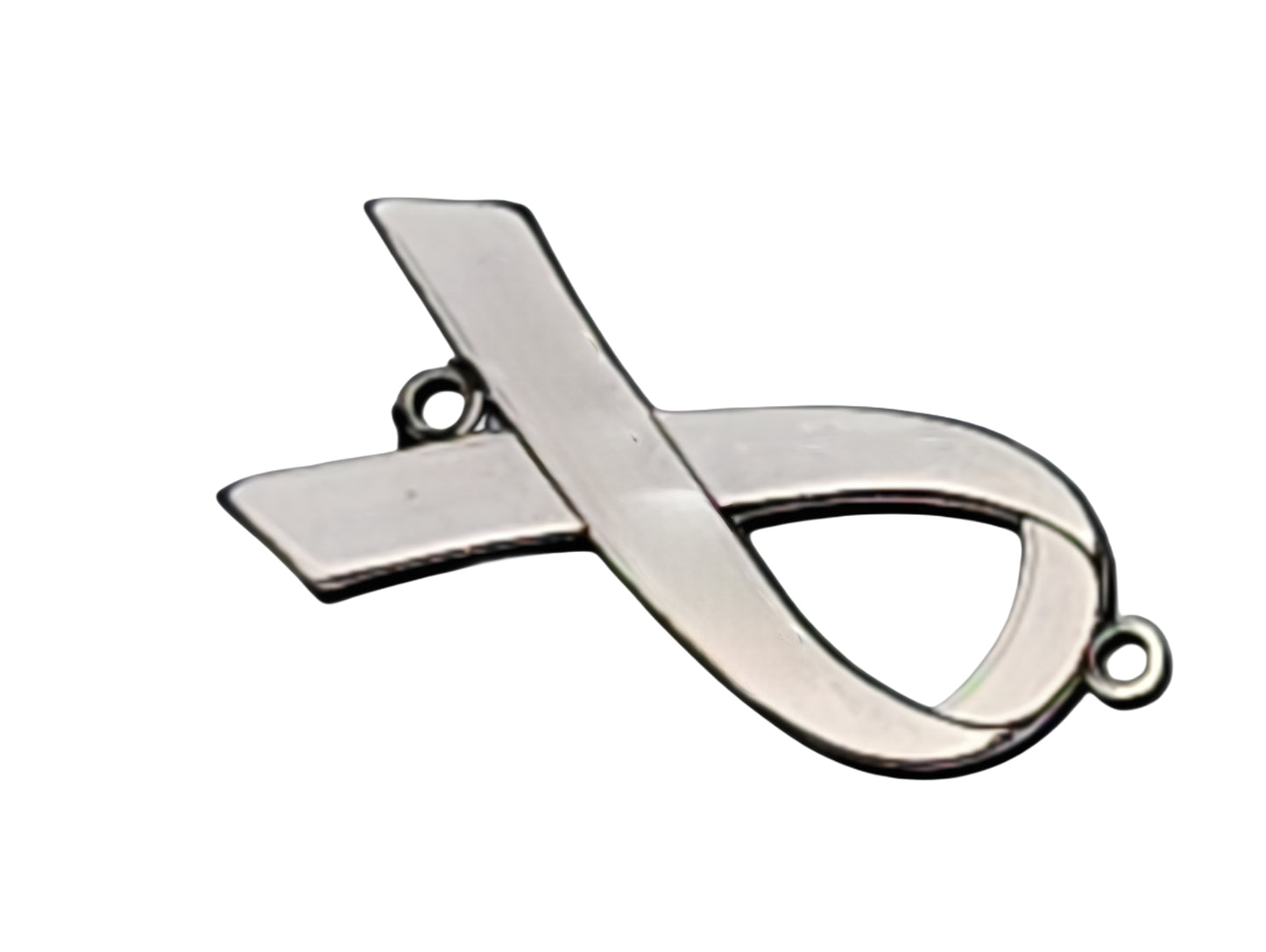 Cancer Ribbon Connector - Sterling Silver or 14k Gold Supplies for Permanent Jewelry Word Charm