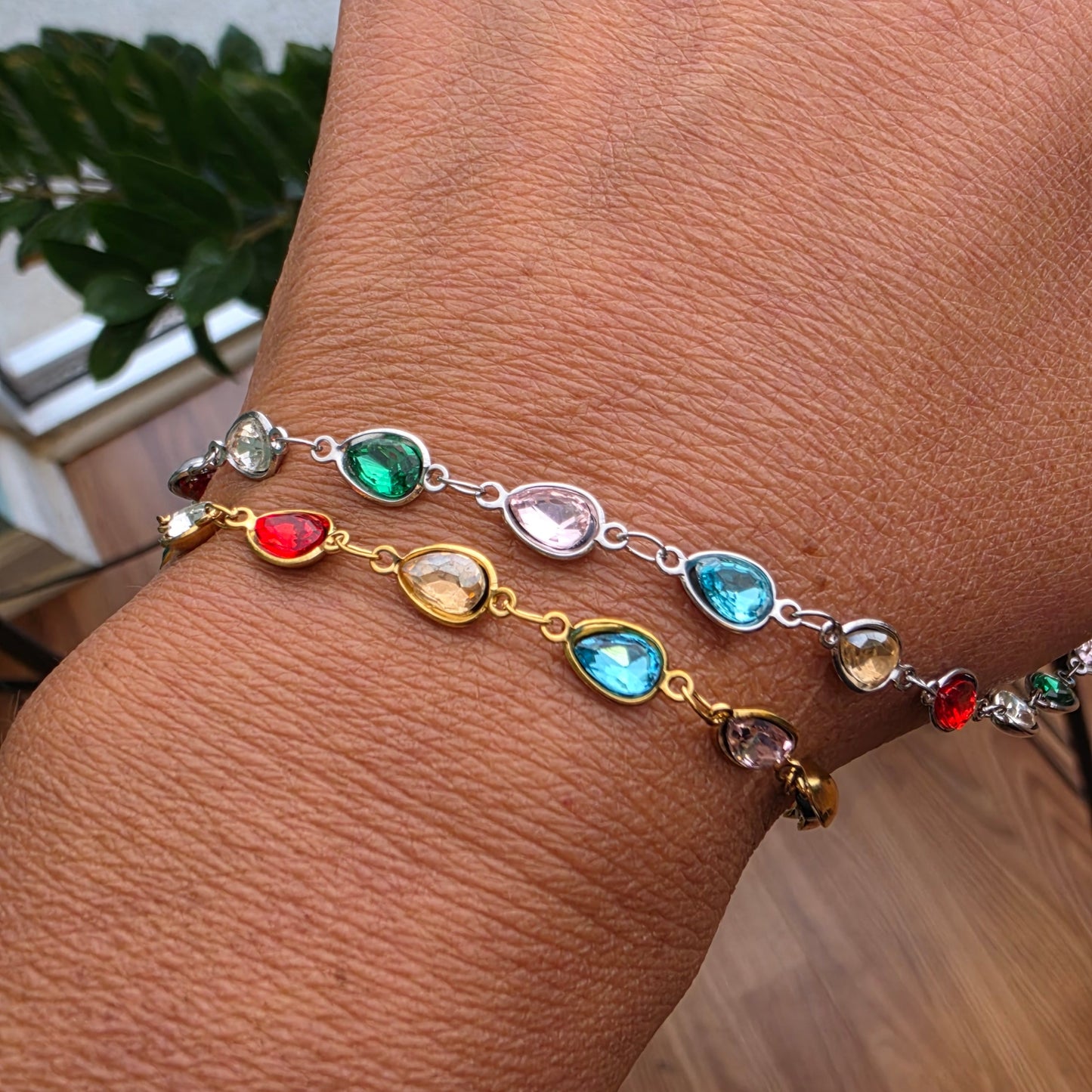 Tear Drop Bezel Crystal Chain by the foot
