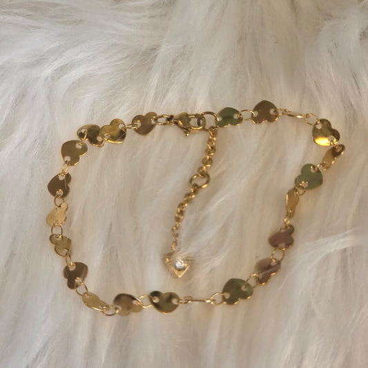 Heart Disc Chain Bracelet