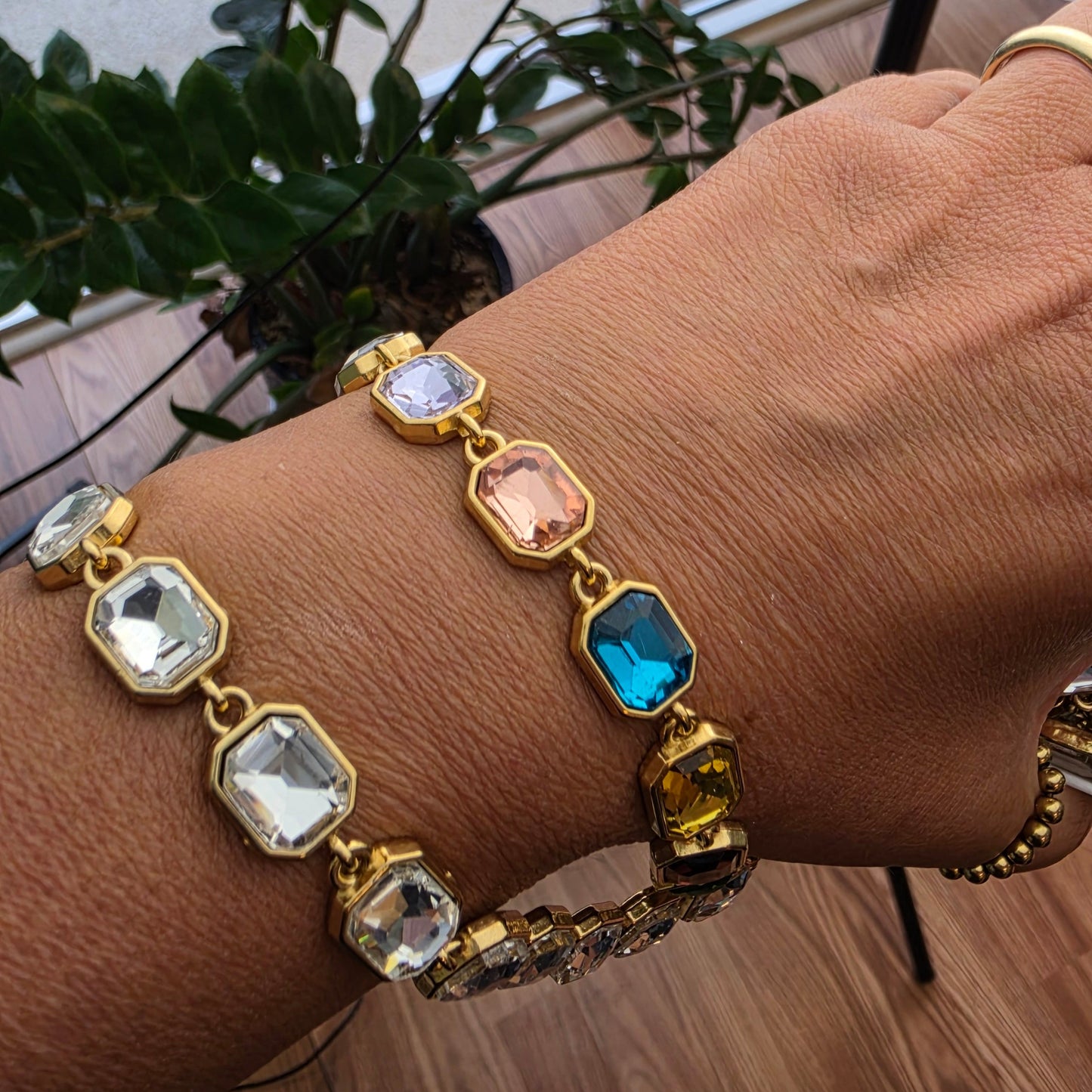 Deluxe Rectangular Bezel Crystal Chain by the foot