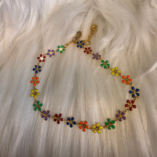 Enamel Flower Chain Bracelet