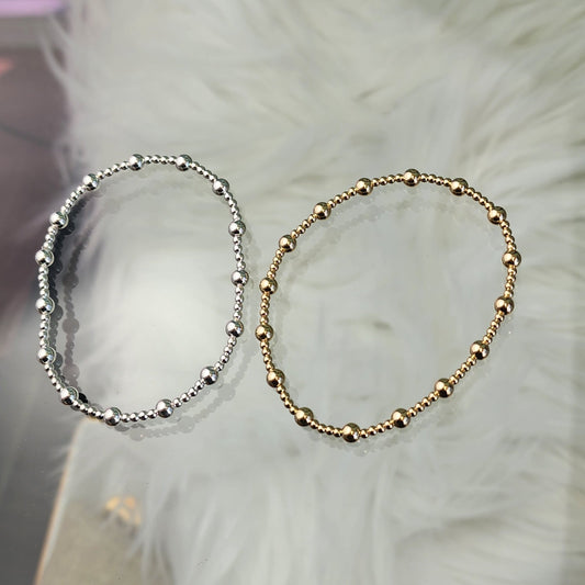 PREORDER: Dewdrop Bead Stretch Bracelet 14k Gold Filled or .925 Sterling Silver