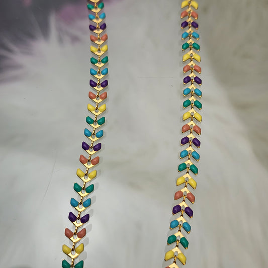 Preorder: Rainbow Enamel Fish Tail Chain by the foot
