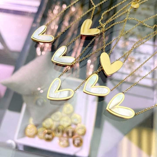 Pearl and Gold Heart Necklace