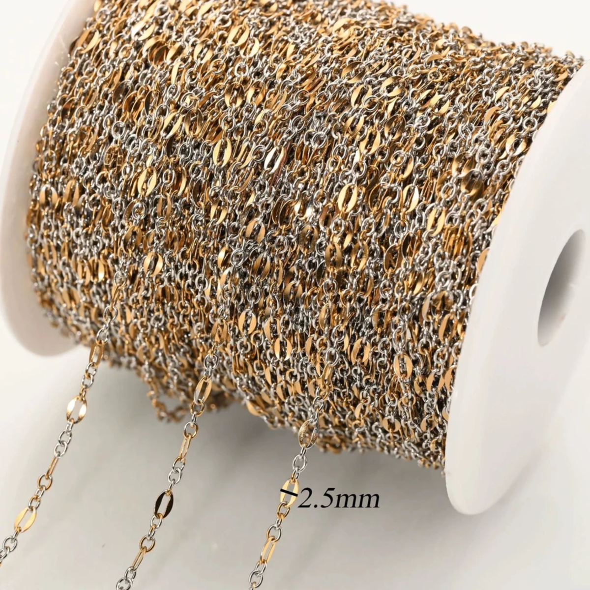 Textured Silver and Gold Bi-Color Chain Mixed Metals