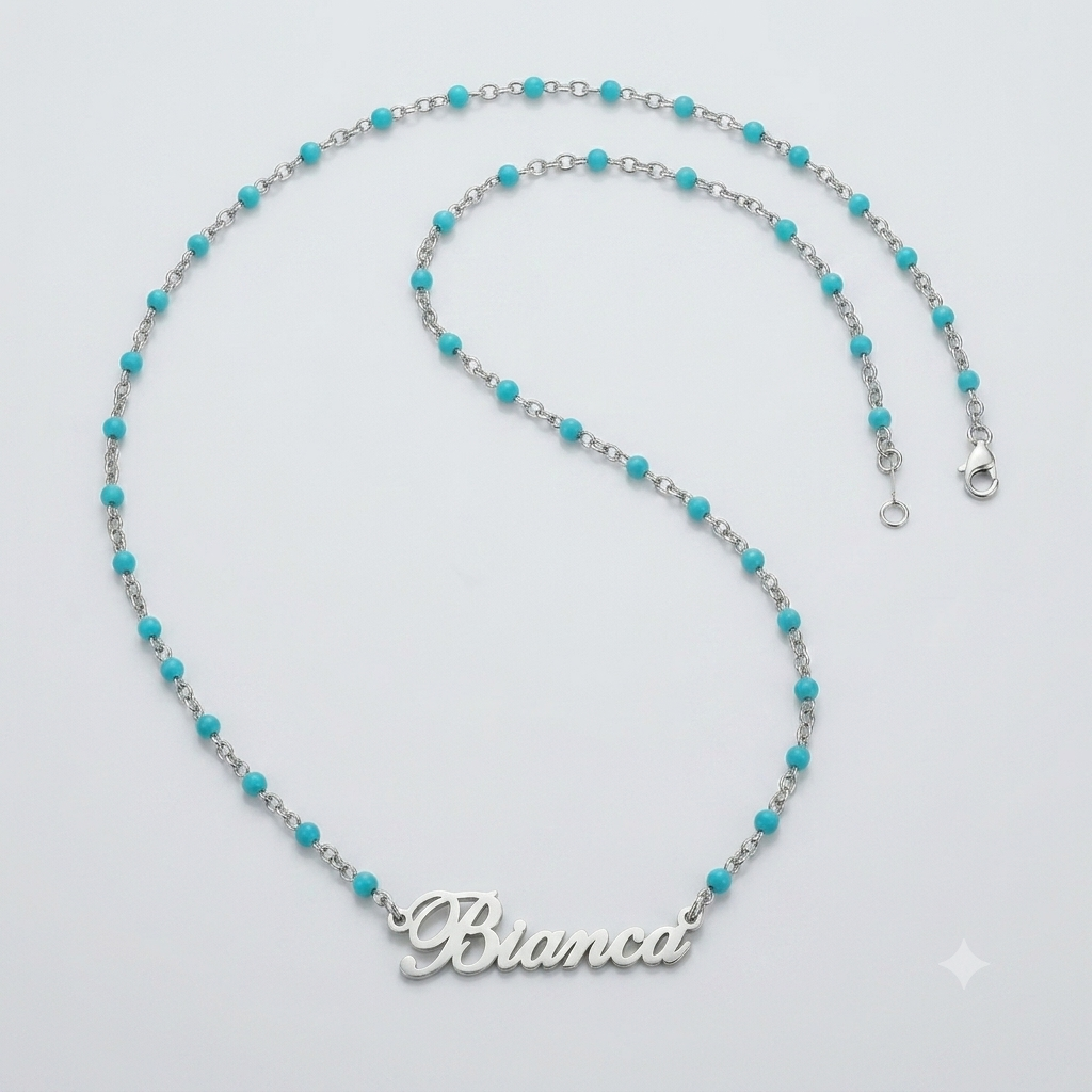 Custom Turquoise Chain Name Necklace