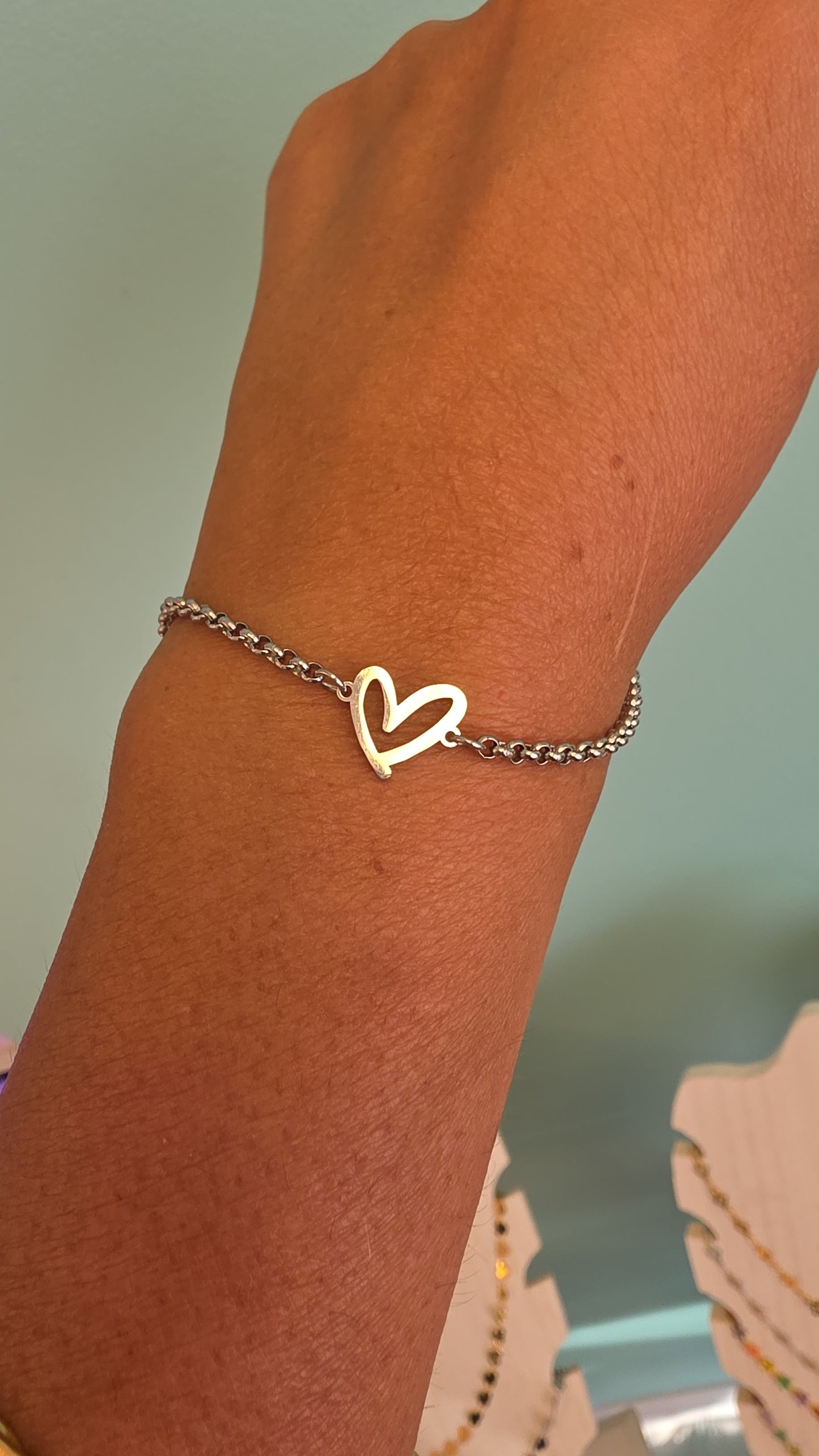 Heart Rolo Chain Bracelet