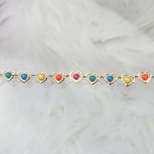 Heart Enamel Bead Chain by the foot